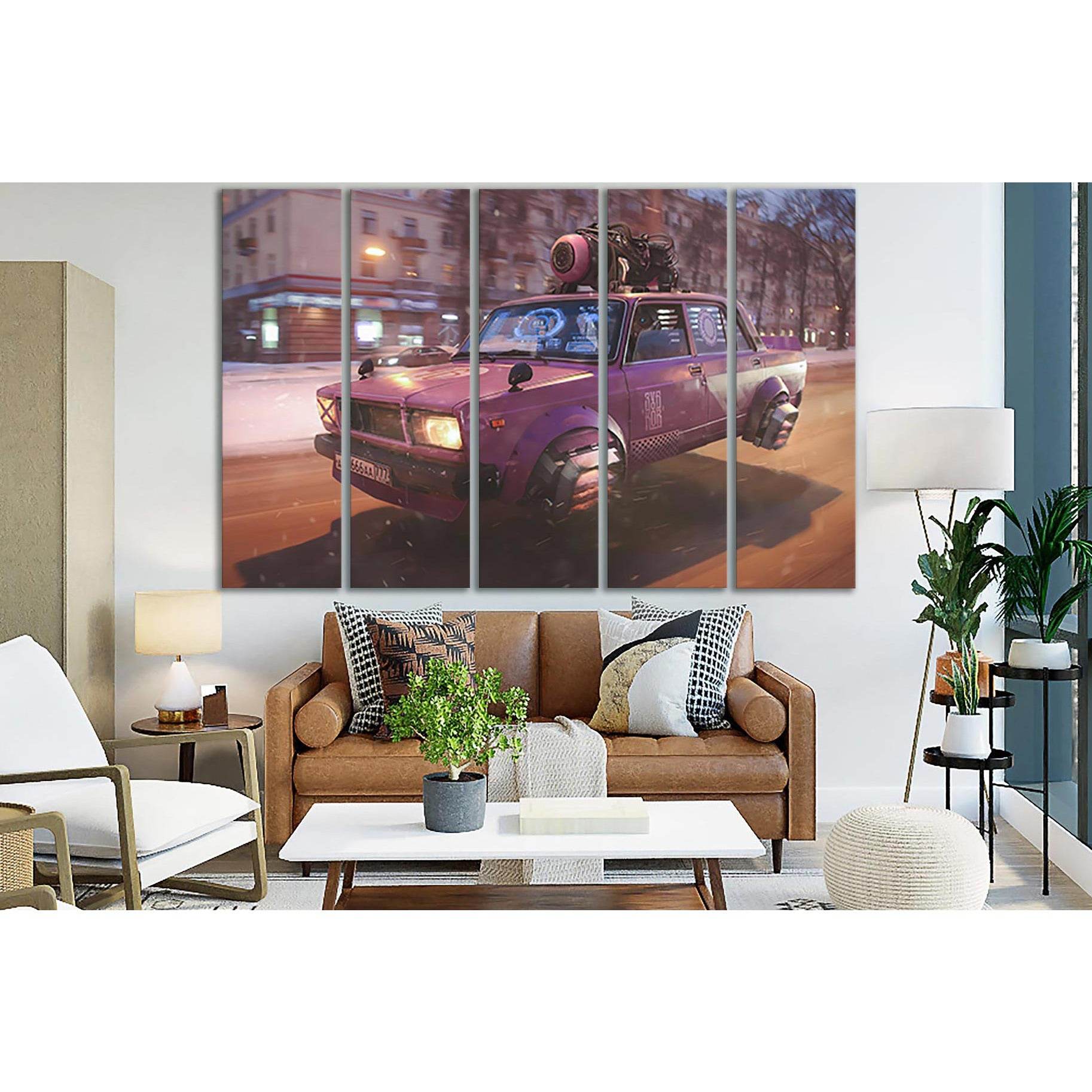 Futuristic Car №SL1297 Ready to Hang Canvas Print - Zellart Canvas Prints 0new, ALL_Products, Fantasy And Sci Fi Wall Art