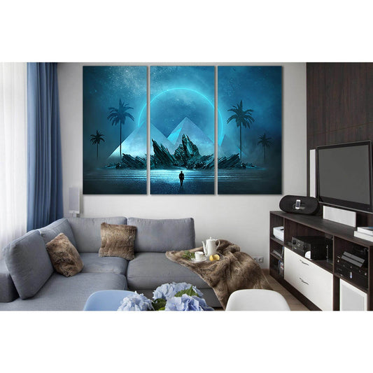 Futuristic Landscape Man And Pyramids №SL1230 Ready to Hang Canvas Print - Zellart Canvas Prints 0new, ALL_Products, Fantasy And Sci Fi Wall Art