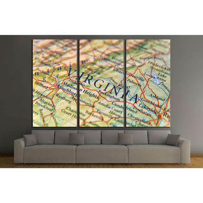 Geographic map of Virginia close №2099 Ready to Hang Canvas PrintCanvas art arrives ready to hang, with hanging accessories included and no additional framing required. Every canvas print is hand-crafted, made on-demand at our workshop and expertly stretc