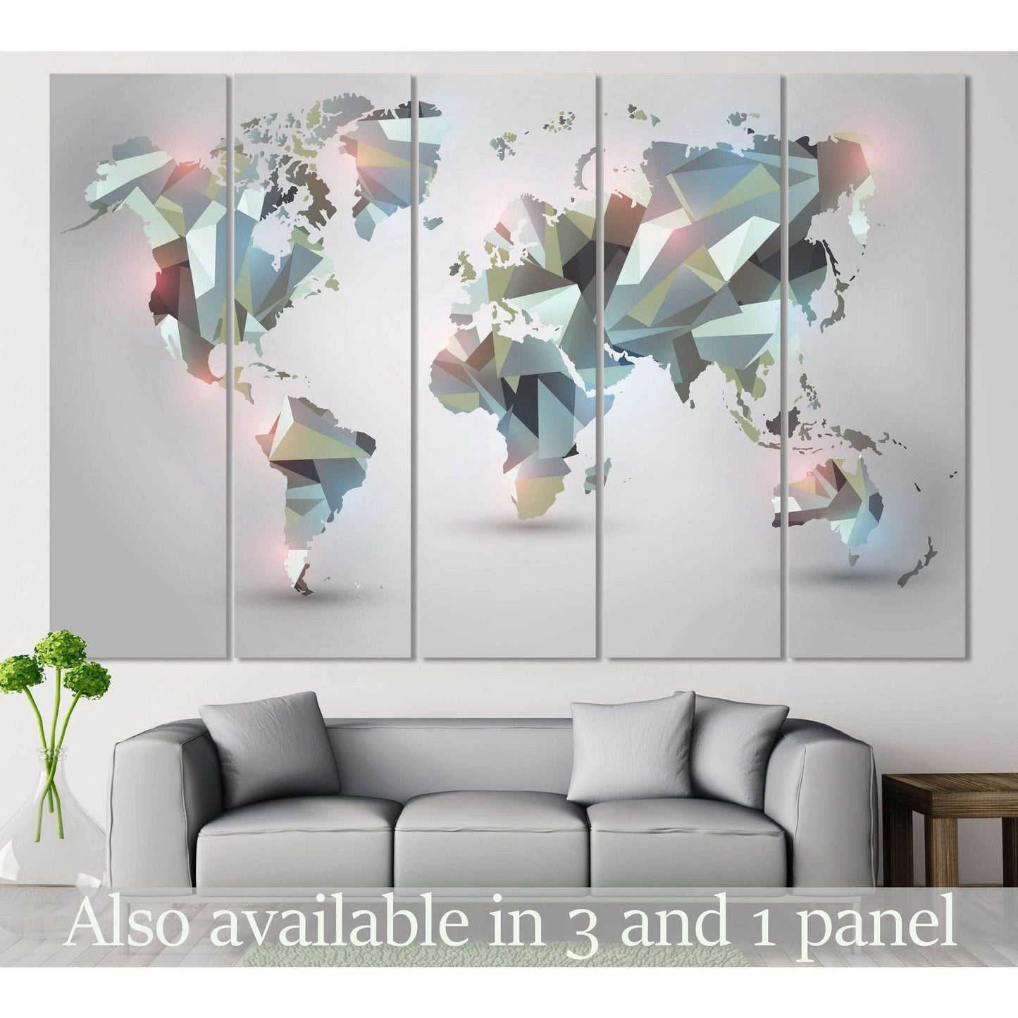 Geometrical World Map №108 Ready to Hang Canvas Print - Zellart Canvas Prints ALL_Products, wd-108