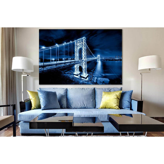 George Washington Bridge Wall Art №SL1094 Ready to Hang Canvas Print - Zellart Canvas Prints 0new, ALL_Products, Bridges Wall Art