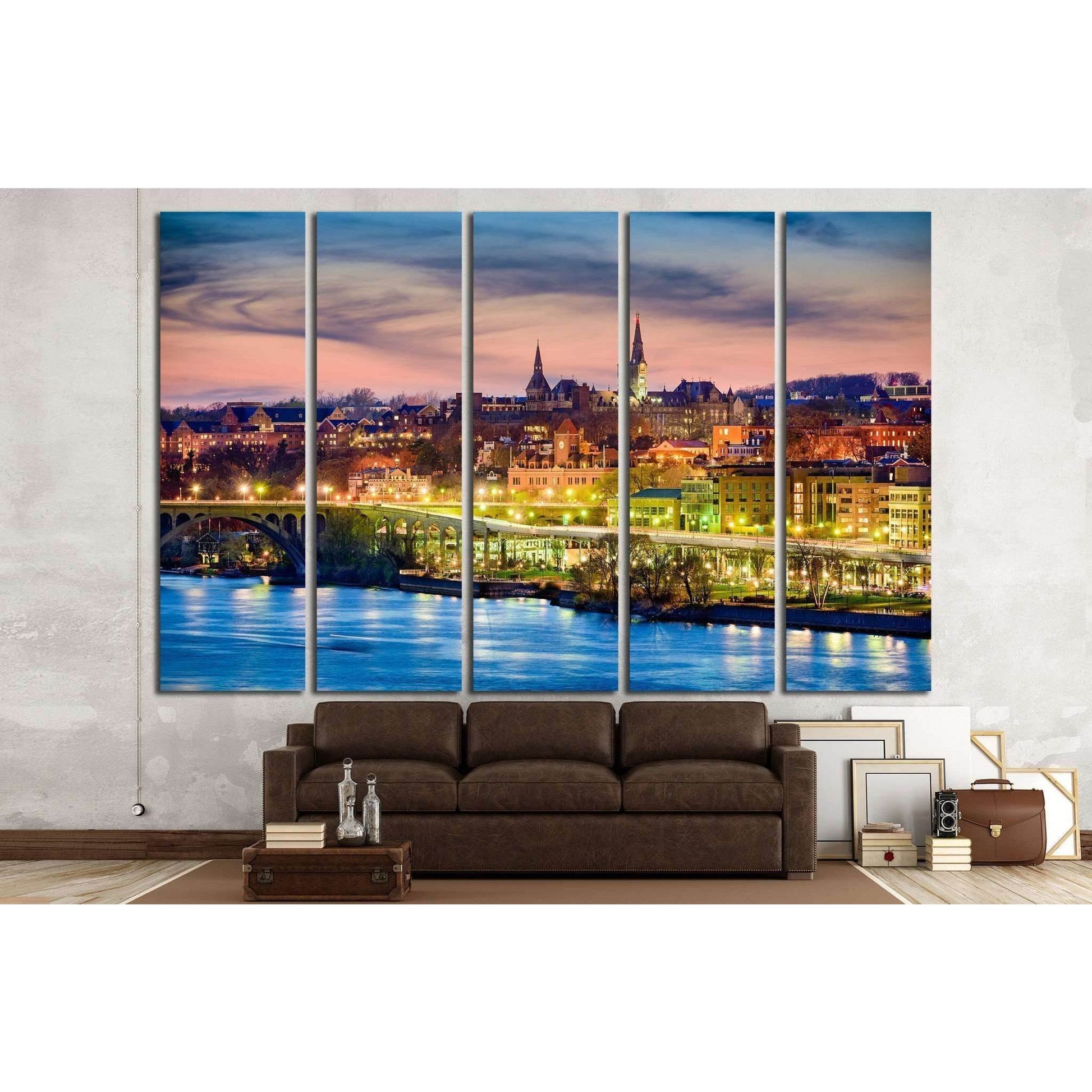 Georgetown, Washington, DC skyline on the Potomac River №1360 Ready to Hang Canvas Print - Zellart Canvas Prints ALL_Products, s-1360