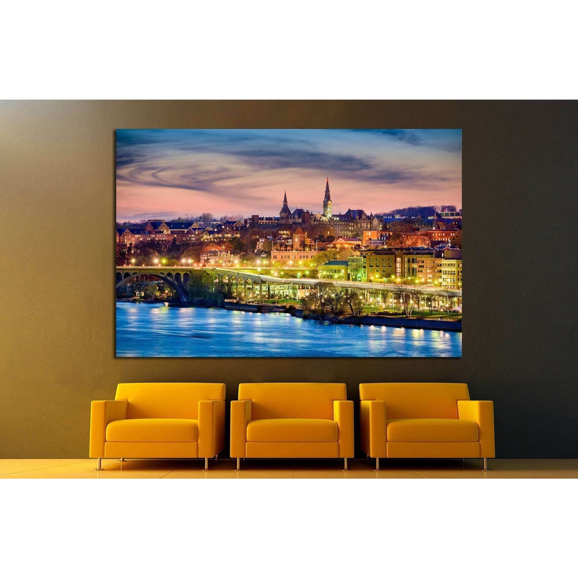 Georgetown, Washington, DC skyline on the Potomac River №1360 Ready to Hang Canvas Print - Zellart Canvas Prints ALL_Products, s-1360