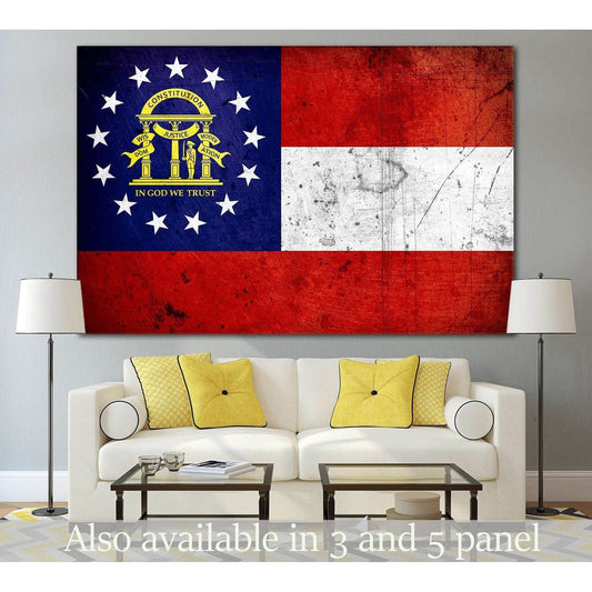 Georgia Grunge Flag №838 Ready to Hang Canvas PrintCanvas art arrives ready to hang, with hanging accessories included and no additional framing required. Every canvas print is hand-crafted, made on-demand at our workshop and expertly stretched around 100