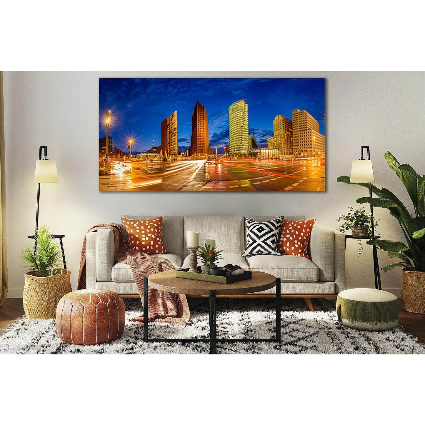 Germany Berlin Night Panorama №SL301 Ready to Hang Canvas Print - Zellart Canvas Prints 0new, ALL_Products, Cityscapes & Skylines