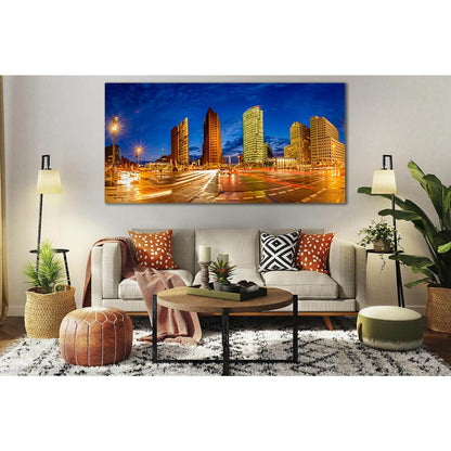 Germany Berlin Night Panorama №SL301 Ready to Hang Canvas Print - Zellart Canvas Prints 0new, ALL_Products, Cityscapes & Skylines