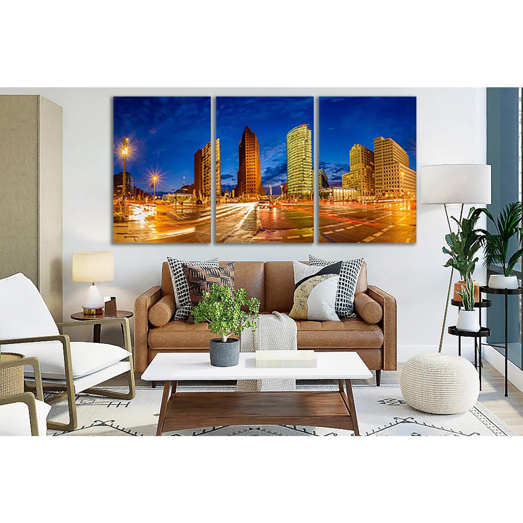 Germany Berlin Night Panorama №SL301 Ready to Hang Canvas Print - Zellart Canvas Prints 0new, ALL_Products, Cityscapes & Skylines