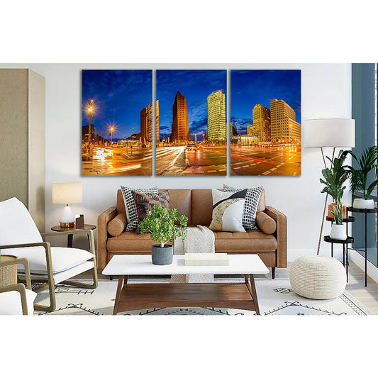Germany Berlin Night Panorama №SL301 Ready to Hang Canvas Print - Zellart Canvas Prints 0new, ALL_Products, Cityscapes & Skylines