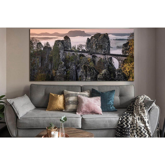 Germany Saxony Bastei Bridge №SL1100 Ready to Hang Canvas Print - Zellart Canvas Prints 0new, ALL_Products, Bridges Wall Art