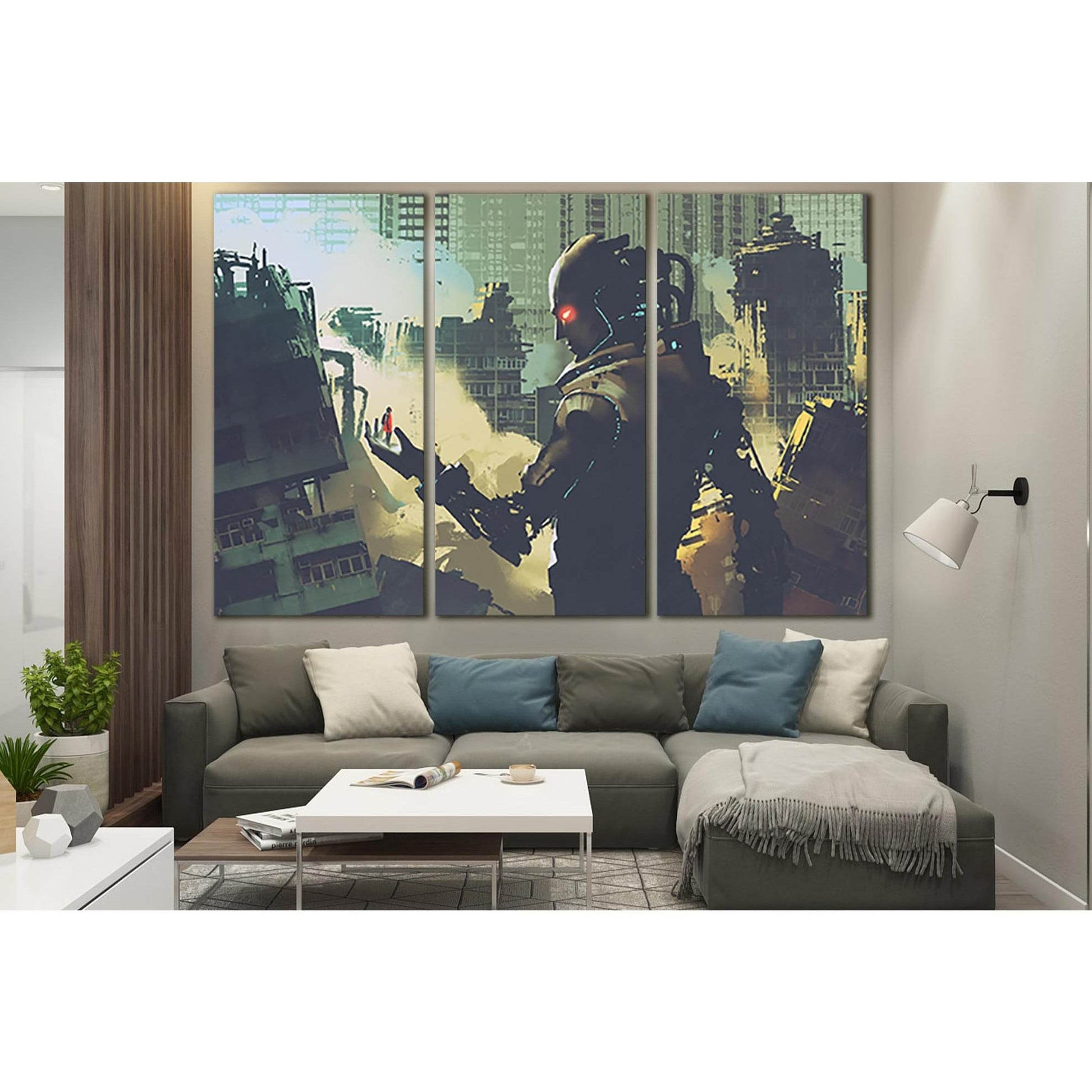 Giant Futuristic Robot №SL1284 Ready to Hang Canvas Print - Zellart Canvas Prints 0new, ALL_Products, Fantasy And Sci Fi Wall Art