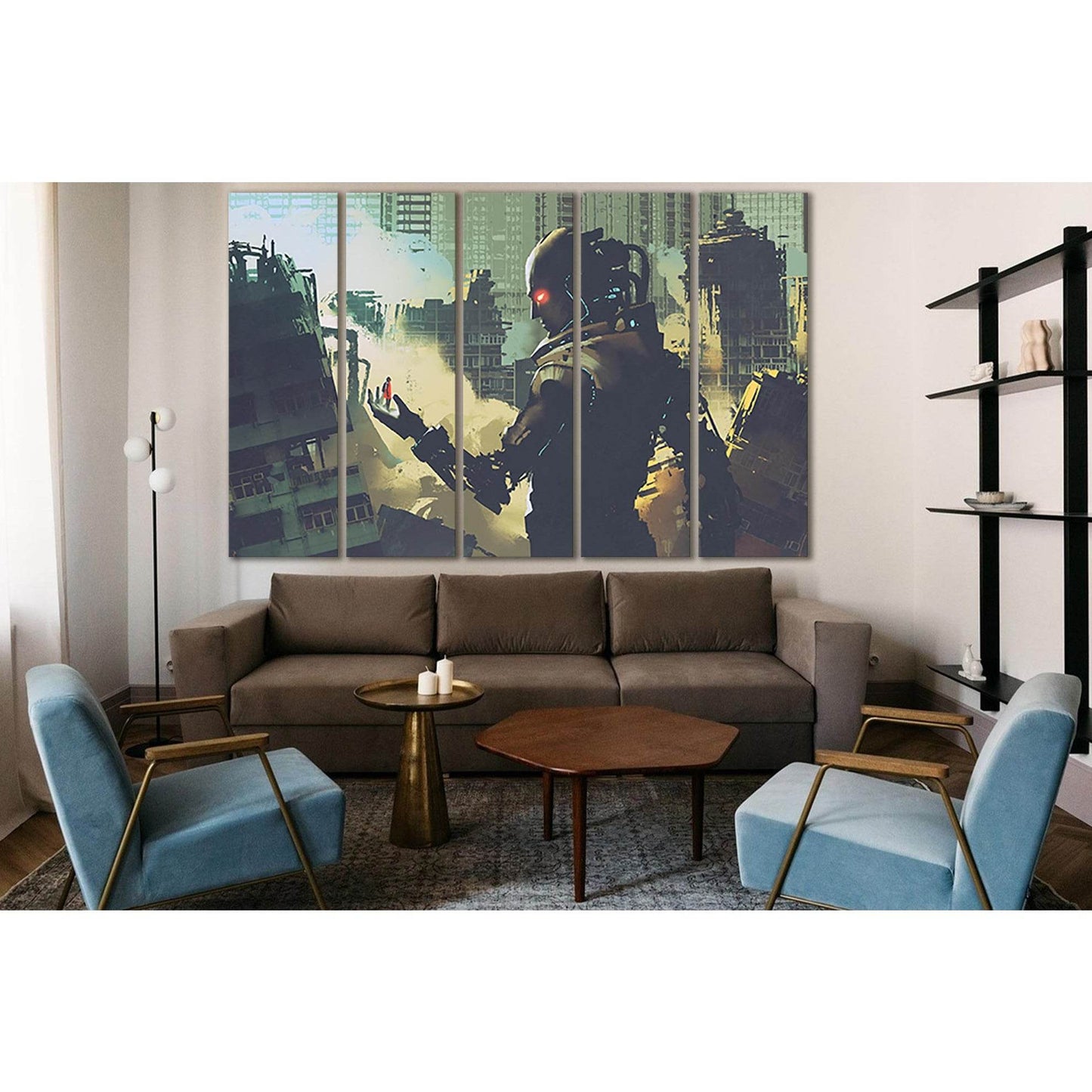 Giant Futuristic Robot №SL1284 Ready to Hang Canvas Print - Zellart Canvas Prints 0new, ALL_Products, Fantasy And Sci Fi Wall Art