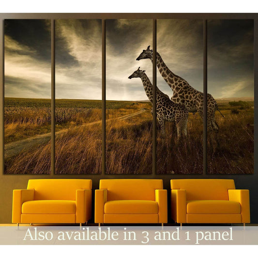 Giraffes and The Landscape №1836 Ready to Hang Canvas PrintCanvas art arrives ready to hang, with hanging accessories included and no additional framing required. Every canvas print is hand-crafted, made on-demand at our workshop and expertly stretched ar