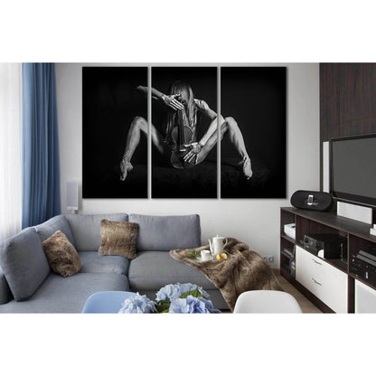Girl And Violin Black End White №SL868 Ready to Hang Canvas Print - Zellart Canvas Prints 0new, ALL_Products, Black & White Wall Art