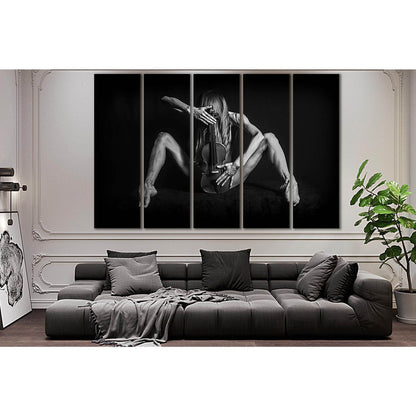 Girl And Violin Black End White №SL868 Ready to Hang Canvas Print - Zellart Canvas Prints 0new, ALL_Products, Black & White Wall Art