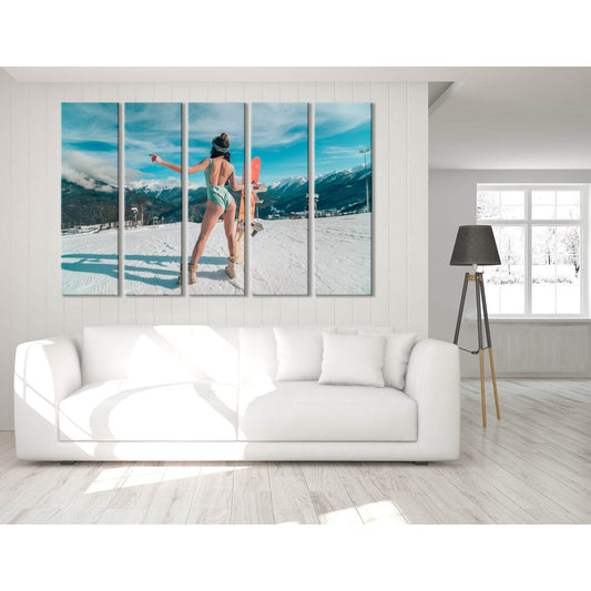 Girl In Bikini With The Snowboard №04427 Ready to Hang Canvas Print - Zellart Canvas Prints ALL_Products