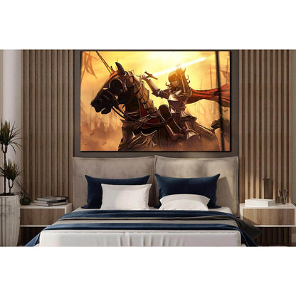 Girl Knight Riding A Horse №SL1226 Ready to Hang Canvas Print - Zellart Canvas Prints 0new, ALL_Products, Fantasy And Sci Fi Wall Art, Horses