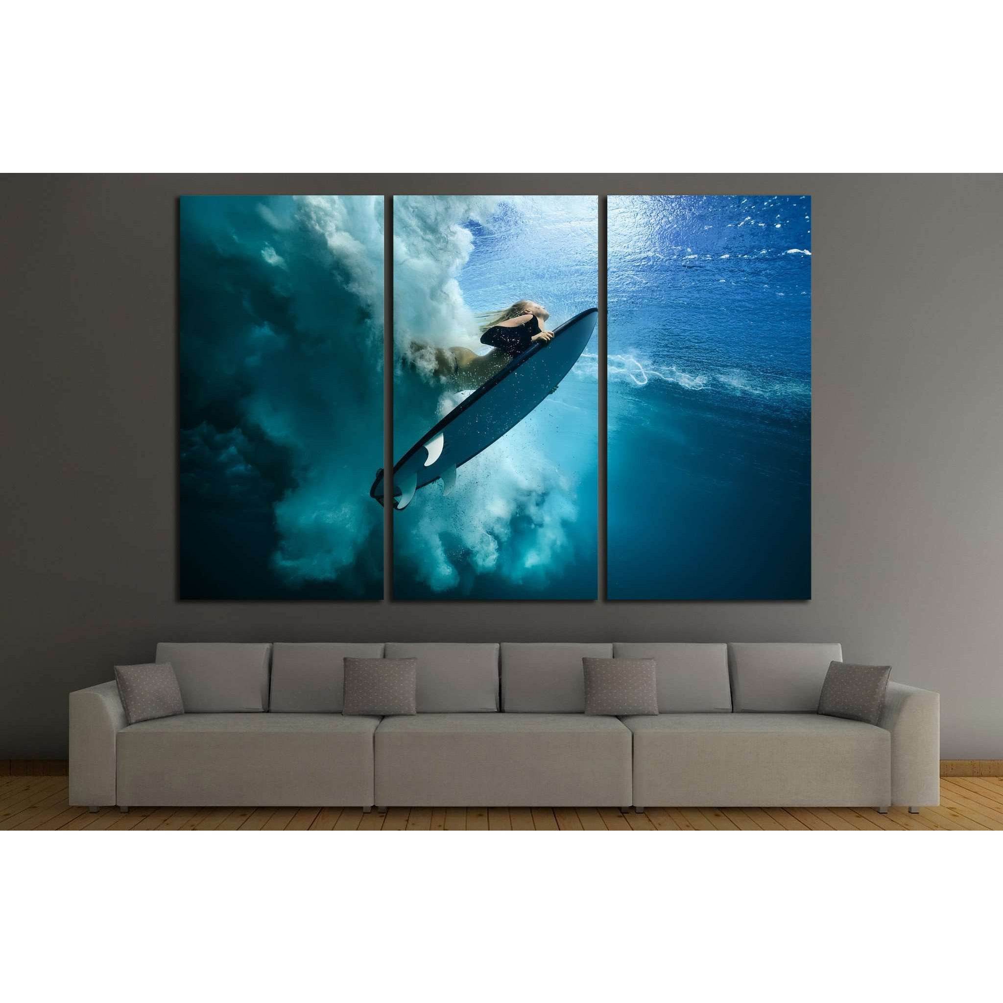 Girl Surfing №510 Ready to Hang Canvas Print