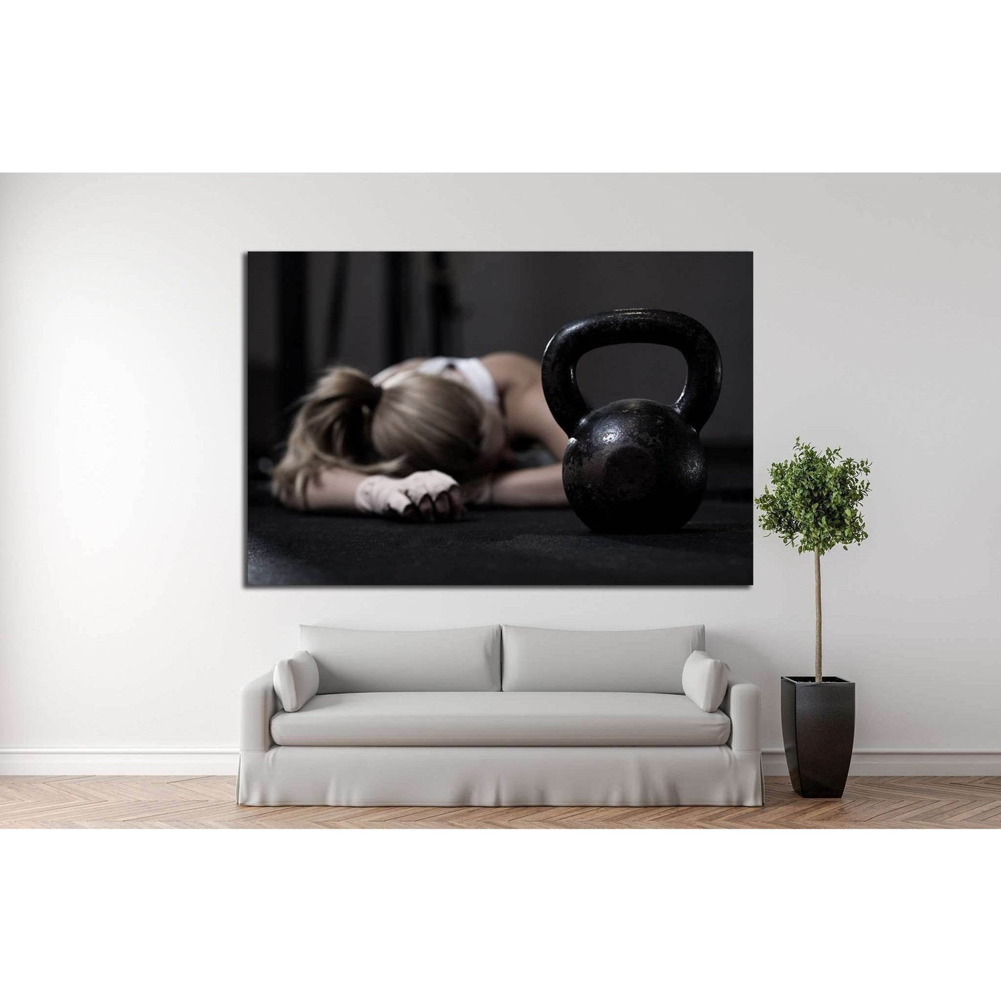 Girl tired after workout with dumbbells №1465 Ready to Hang Canvas PrintCanvas art arrives ready to hang, with hanging accessories included and no additional framing required. Every canvas print is hand-crafted, made on-demand at our workshop and expertly
