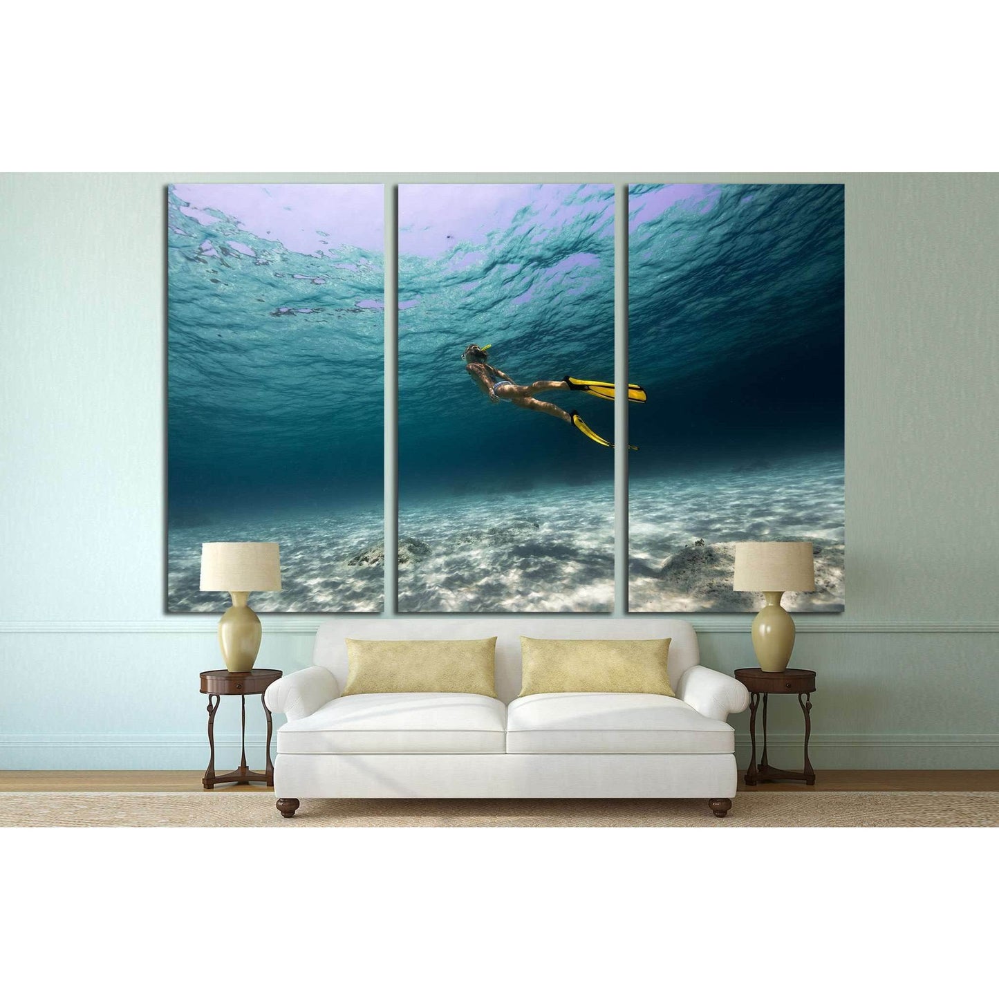 Girl Underwater №502 Ready to Hang Canvas Print - Zellart Canvas Prints ALL_Products, s-502