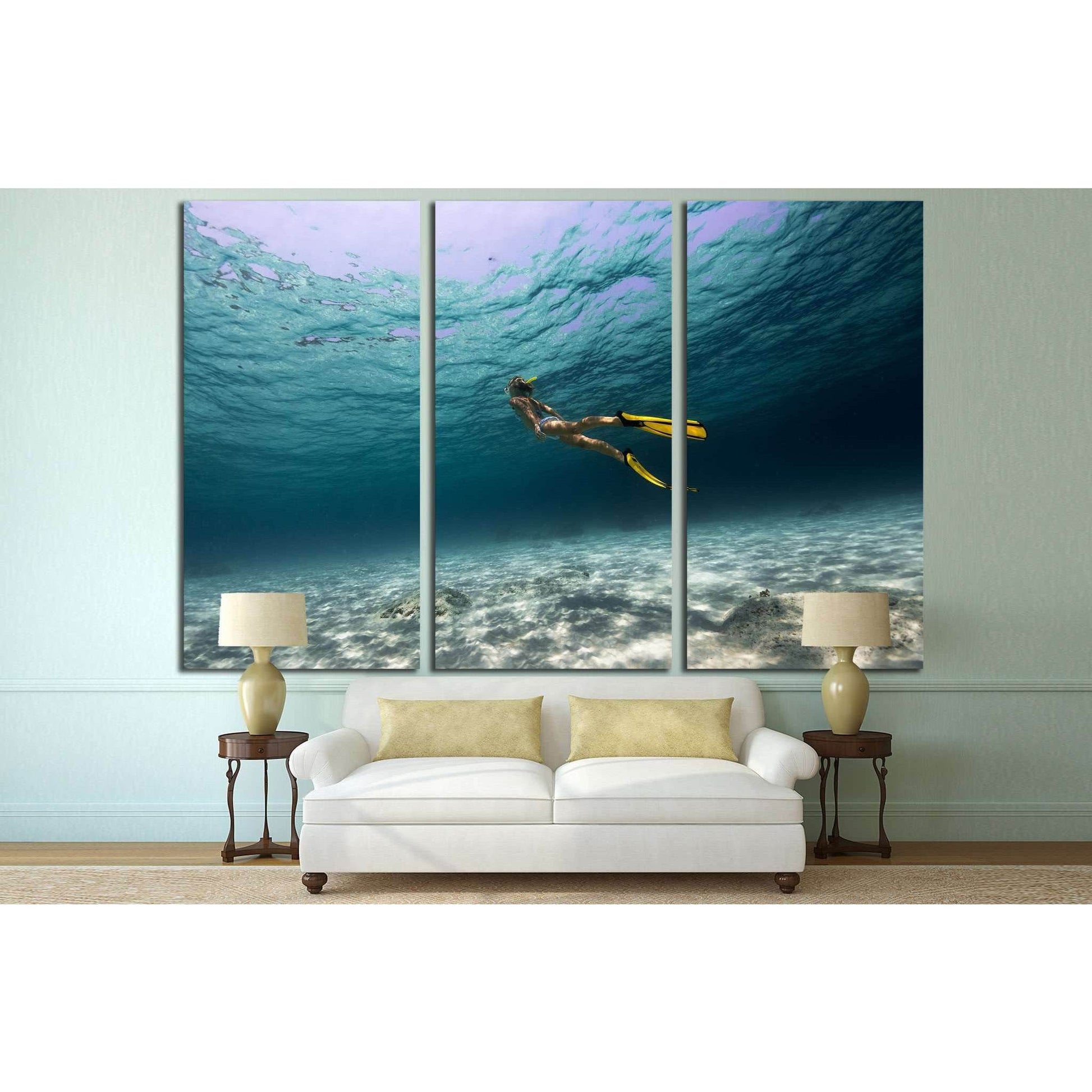 Girl Underwater №502 Ready to Hang Canvas Print - Zellart Canvas Prints ALL_Products, s-502
