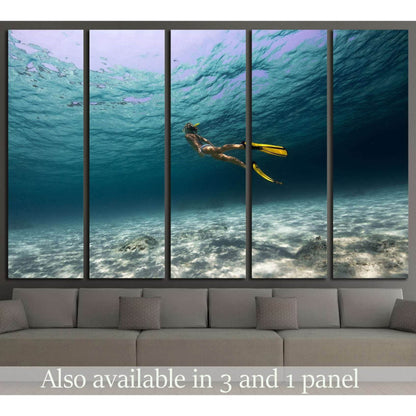 Girl Underwater №502 Ready to Hang Canvas PrintCanvas art arrives ready to hang, with hanging accessories included and no additional framing required. Every canvas print is hand-crafted, made on-demand at our workshop and expertly stretched around 100% No