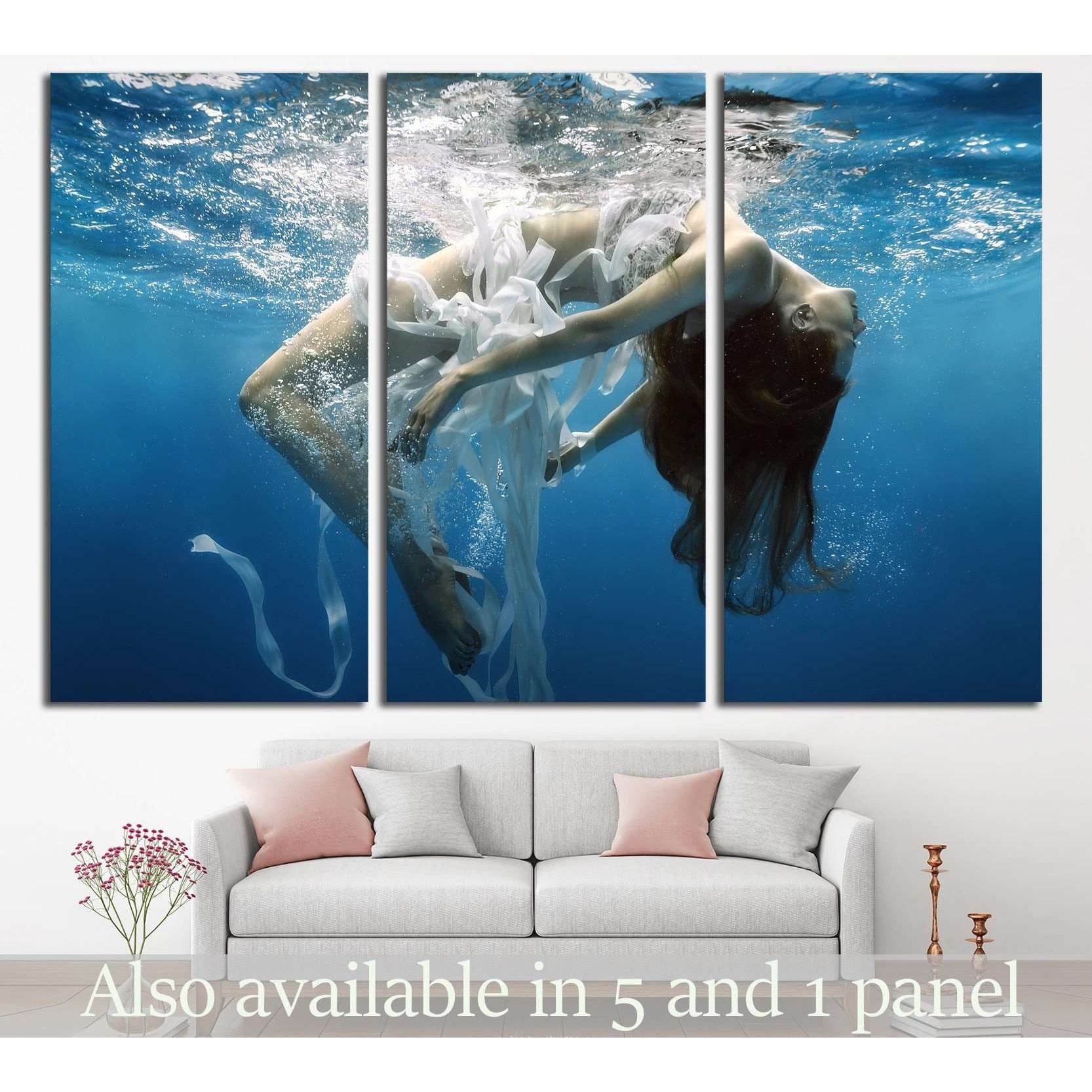 Girl Underwater №512 Ready to Hang Canvas PrintCanvas art arrives ready to hang, with hanging accessories included and no additional framing required. Every canvas print is hand-crafted, made on-demand at our workshop and expertly stretched around 100% No