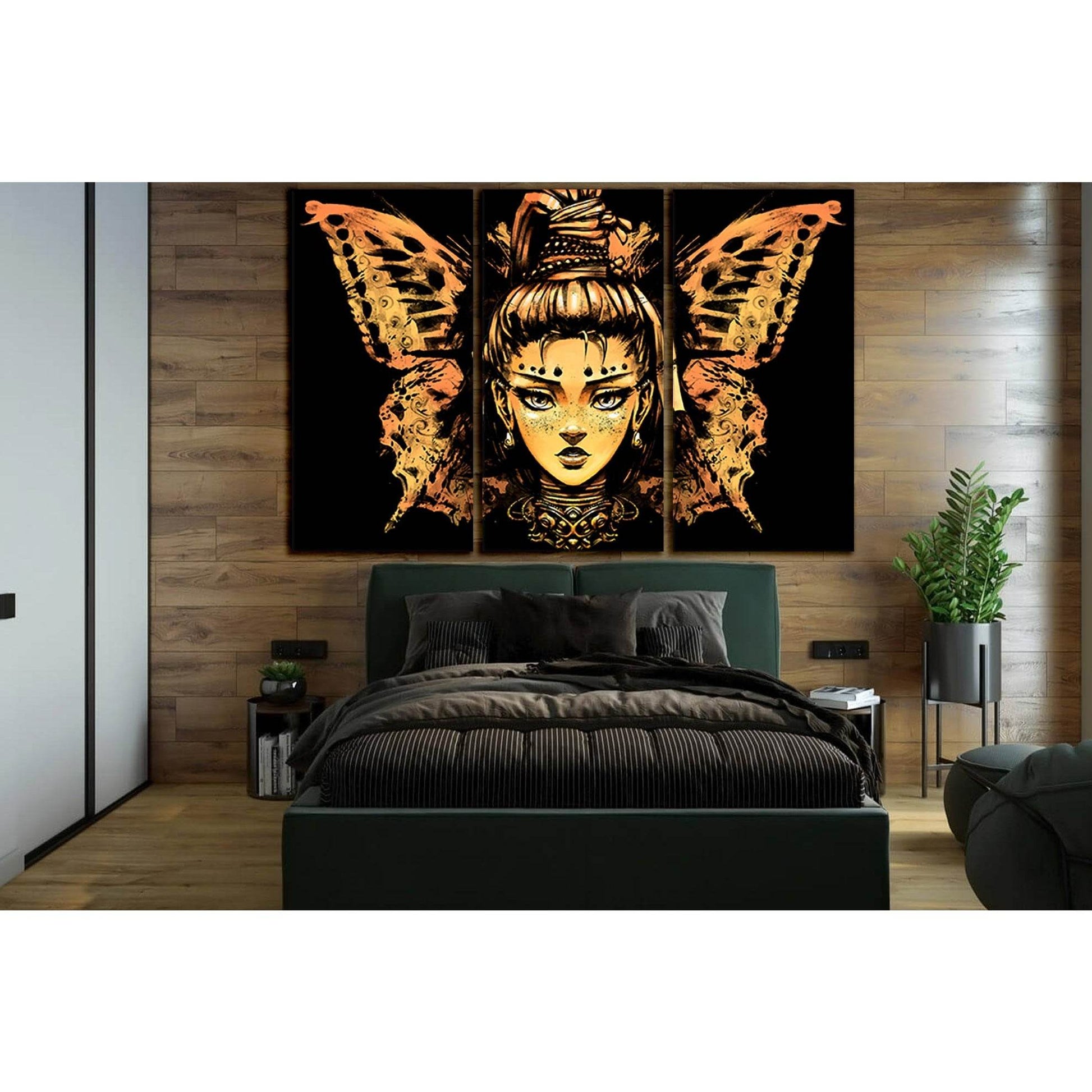 Girl With Butterfly Wings №SL1231 Ready to Hang Canvas Print - Zellart Canvas Prints 0new, ALL_Products, Fantasy And Sci Fi Wall Art