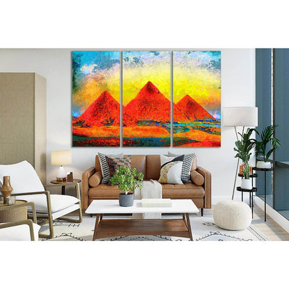 Giza Pyramids Colorful Oil Painting №SL589 Ready to Hang Canvas Print - Zellart Canvas Prints 0new, ALL_Products, Oil Painting Wall Art
