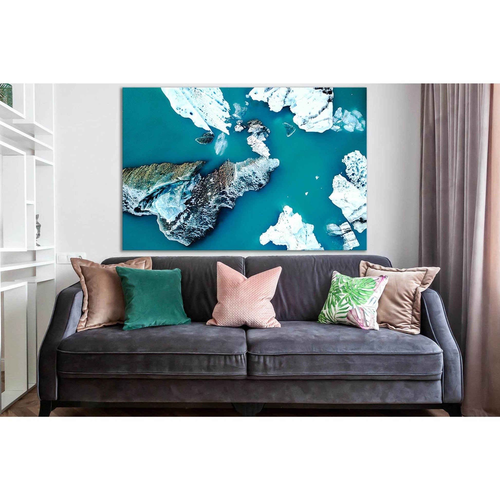 Glacial Lagoon With Icebergs Floating №SL1338 Ready to Hang Canvas Print - Zellart Canvas Prints 0new, ALL_Products, Glacials