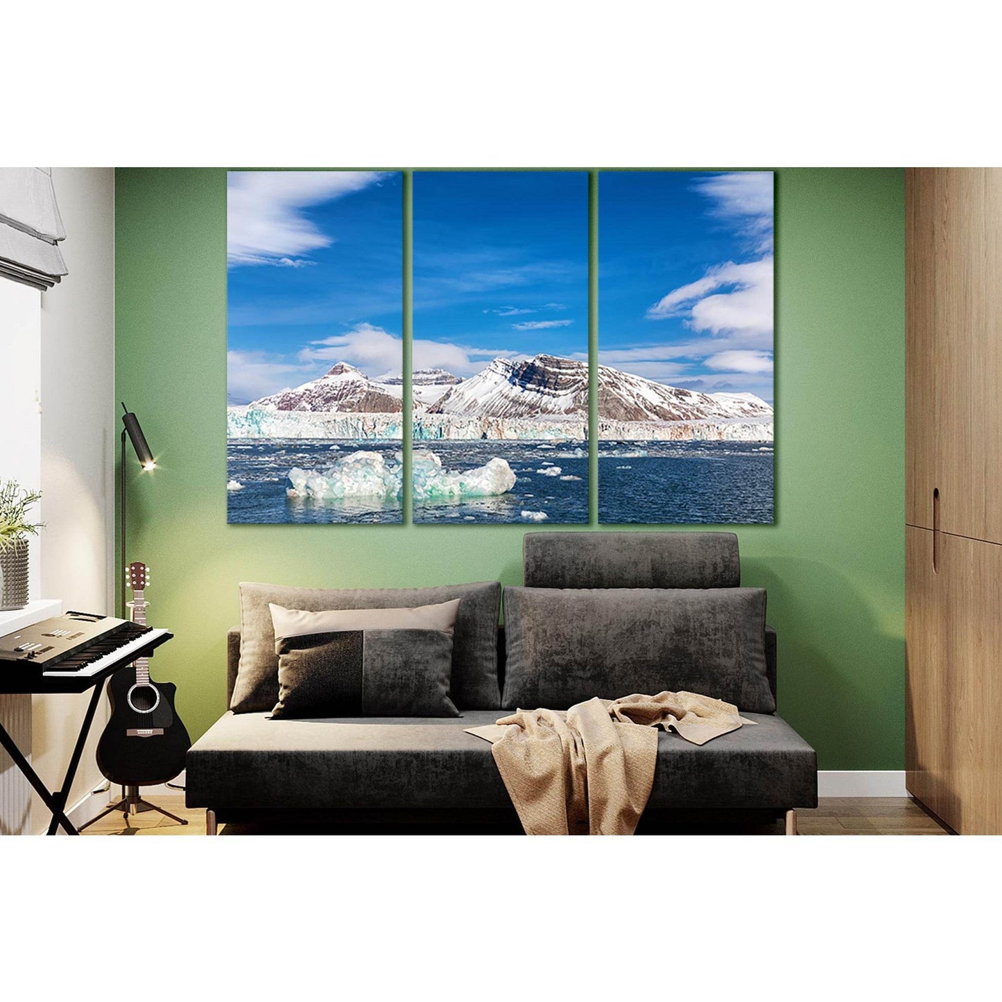 Glacier And The Three Crown Mountains №SL1357 Ready to Hang Canvas Print - Zellart Canvas Prints 0new, ALL_Products, Glacials