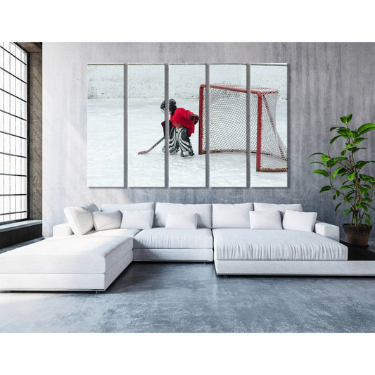 Goalkeeper On The Ice, Kids Hockey №04448 Ready to Hang Canvas Print - Zellart Canvas Prints ALL_Products