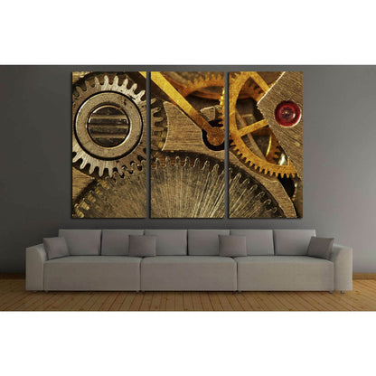 Gold Clock Mechanism №220 Ready to Hang Canvas PrintCanvas art arrives ready to hang, with hanging accessories included and no additional framing required. Every canvas print is hand-crafted, made on-demand at our workshop and expertly stretched around 10
