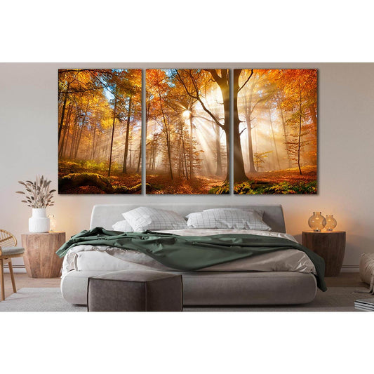 Golden Forest In Autumn №SL618 Ready to Hang Canvas Print - Zellart Canvas Prints 0new, ALL_Products, Autumn Wall Art
