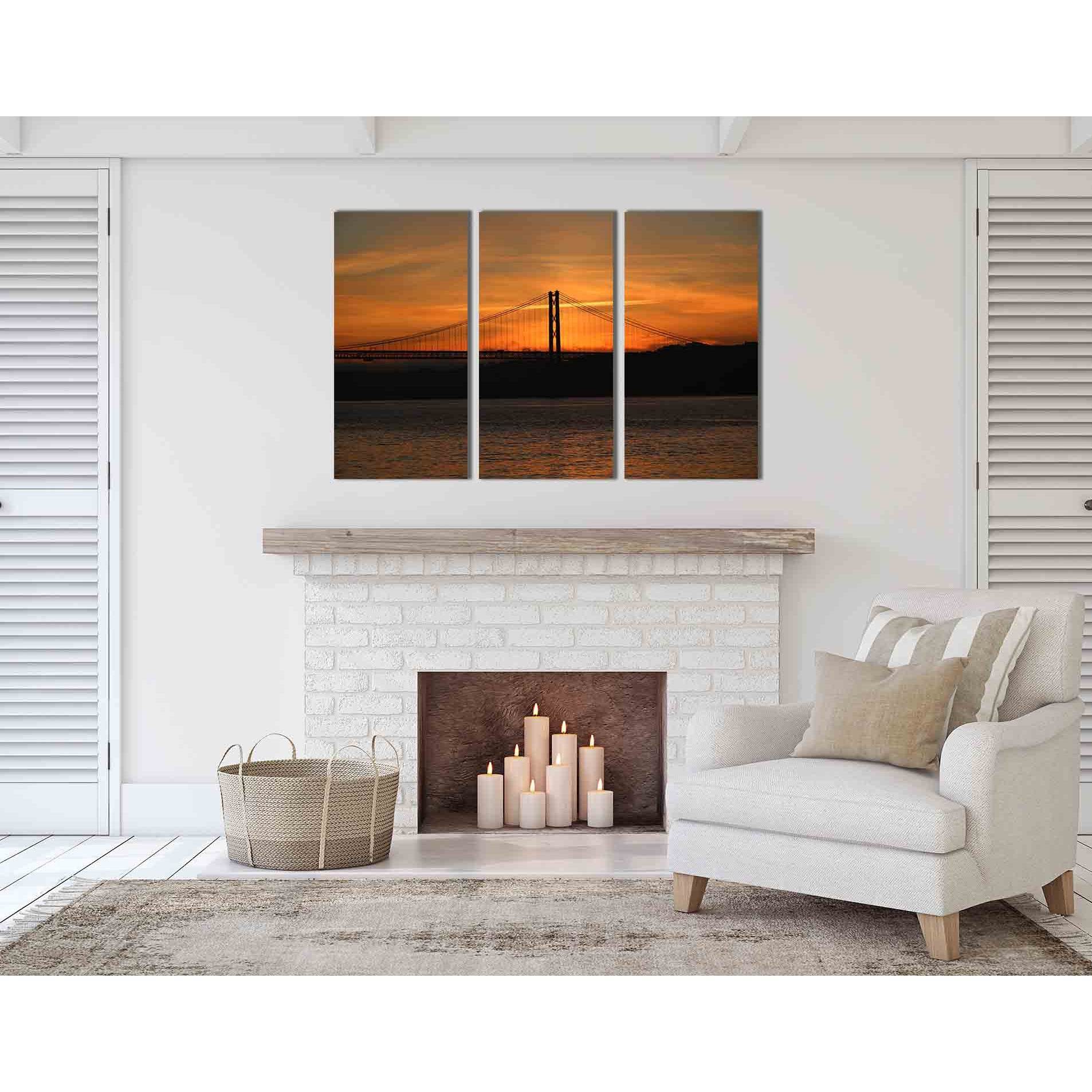 Golden Gate bridge at sunset №D1758 Ready to Hang Canvas Print - Zellart Canvas Prints 0new, ALL_Products, Sunrise & sunset wall art