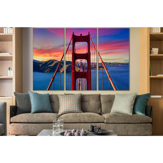 Golden Gate Bridge At Sunset №SL1124 Ready to Hang Canvas Print - Zellart Canvas Prints 0new, ALL_Products, Bridges Wall Art