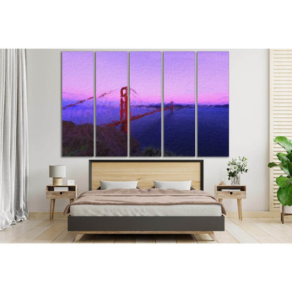 Golden Gate Bridge Oil Painting №SL567 Ready to Hang Canvas Print - Zellart Canvas Prints 0new, ALL_Products, Oil Painting Wall Art