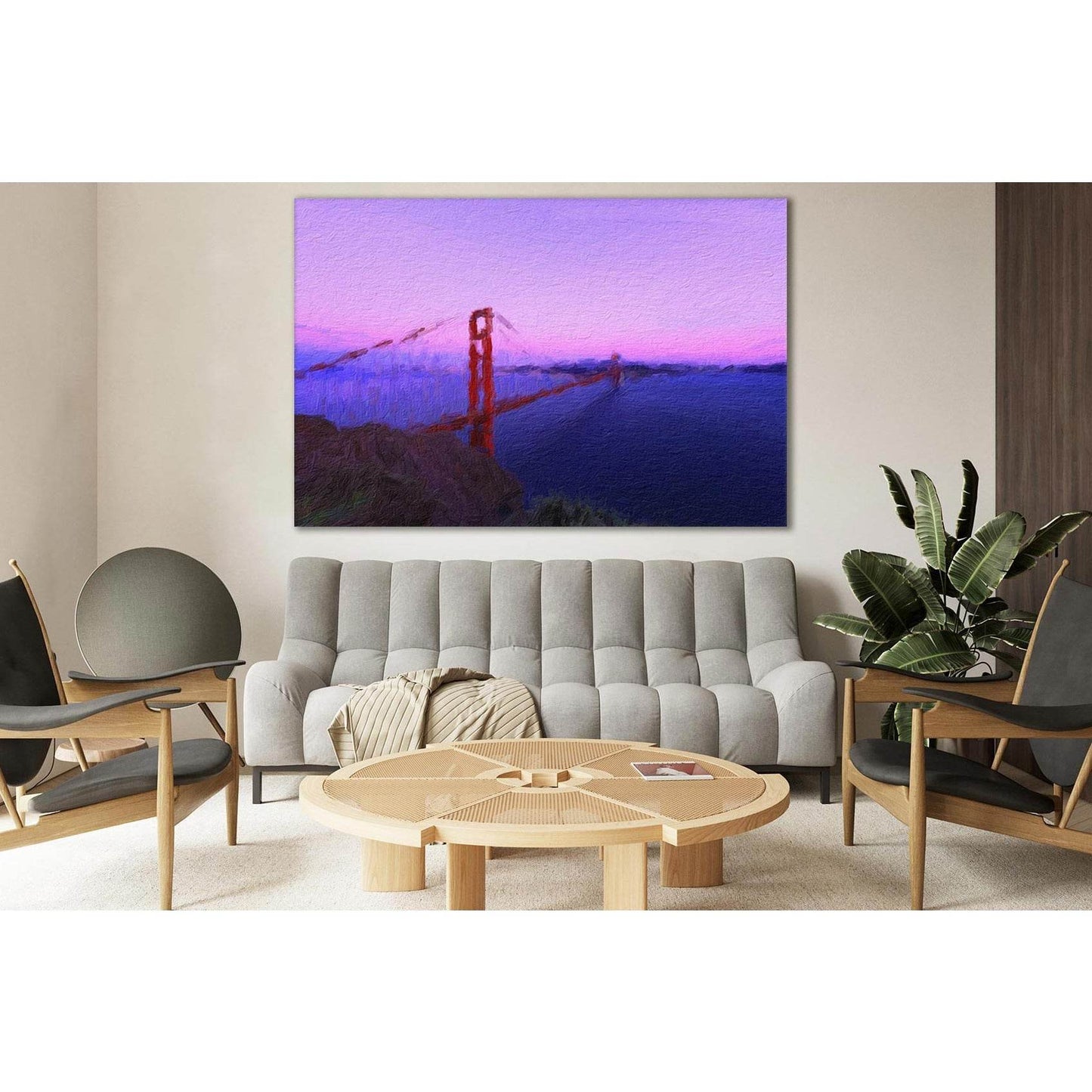Golden Gate Bridge Oil Painting №SL567 Ready to Hang Canvas Print - Zellart Canvas Prints 0new, ALL_Products, Oil Painting Wall Art