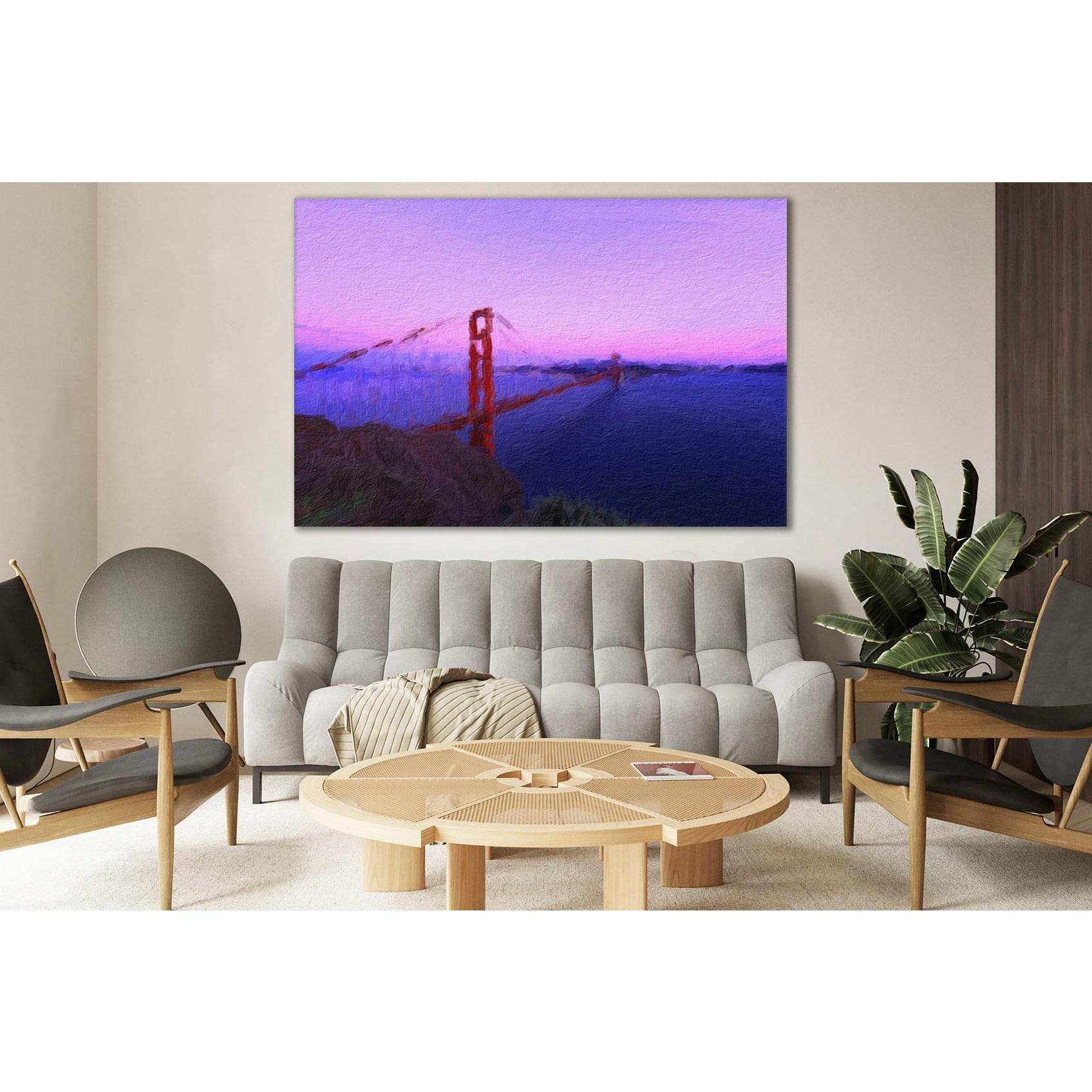 Golden Gate Bridge Oil Painting №SL567 Ready to Hang Canvas Print - Zellart Canvas Prints 0new, ALL_Products, Oil Painting Wall Art