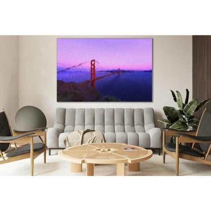 Golden Gate Bridge Oil Painting №SL567 Ready to Hang Canvas Print - Zellart Canvas Prints 0new, ALL_Products, Oil Painting Wall Art