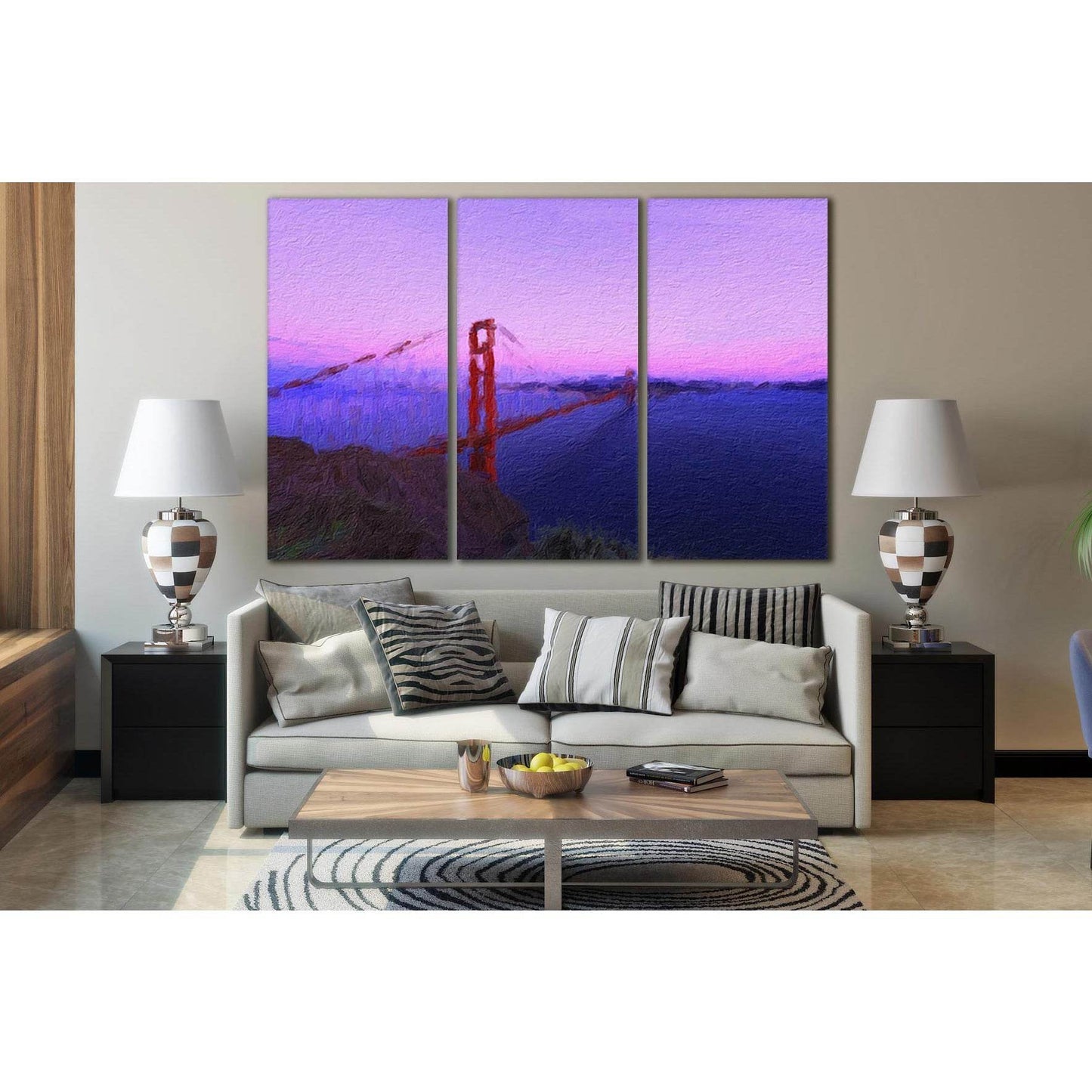Golden Gate Bridge Oil Painting №SL567 Ready to Hang Canvas Print - Zellart Canvas Prints 0new, ALL_Products, Oil Painting Wall Art