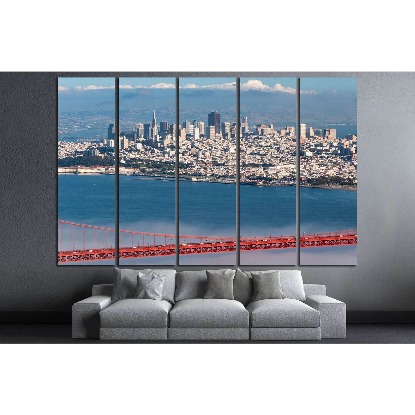 Golden Gate Bridge, San Francisco Peninsula to Marin County,California №1248 Ready to Hang Canvas Print - Zellart Canvas Prints ALL_Products, s-1248