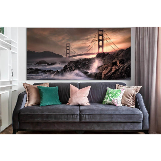 Golden Gate Bridge №SL1132 Ready to Hang Canvas Print - Zellart Canvas Prints 0new, ALL_Products, Bridges Wall Art