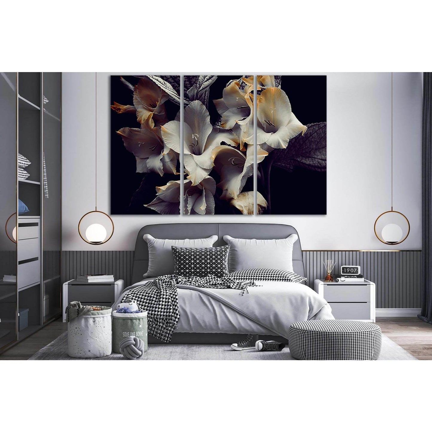 Gray And Yellow Flowers №SL708 Ready to Hang Canvas Print - Zellart Canvas Prints 0new, ALL_Products, Floral & Botanical Wall Art