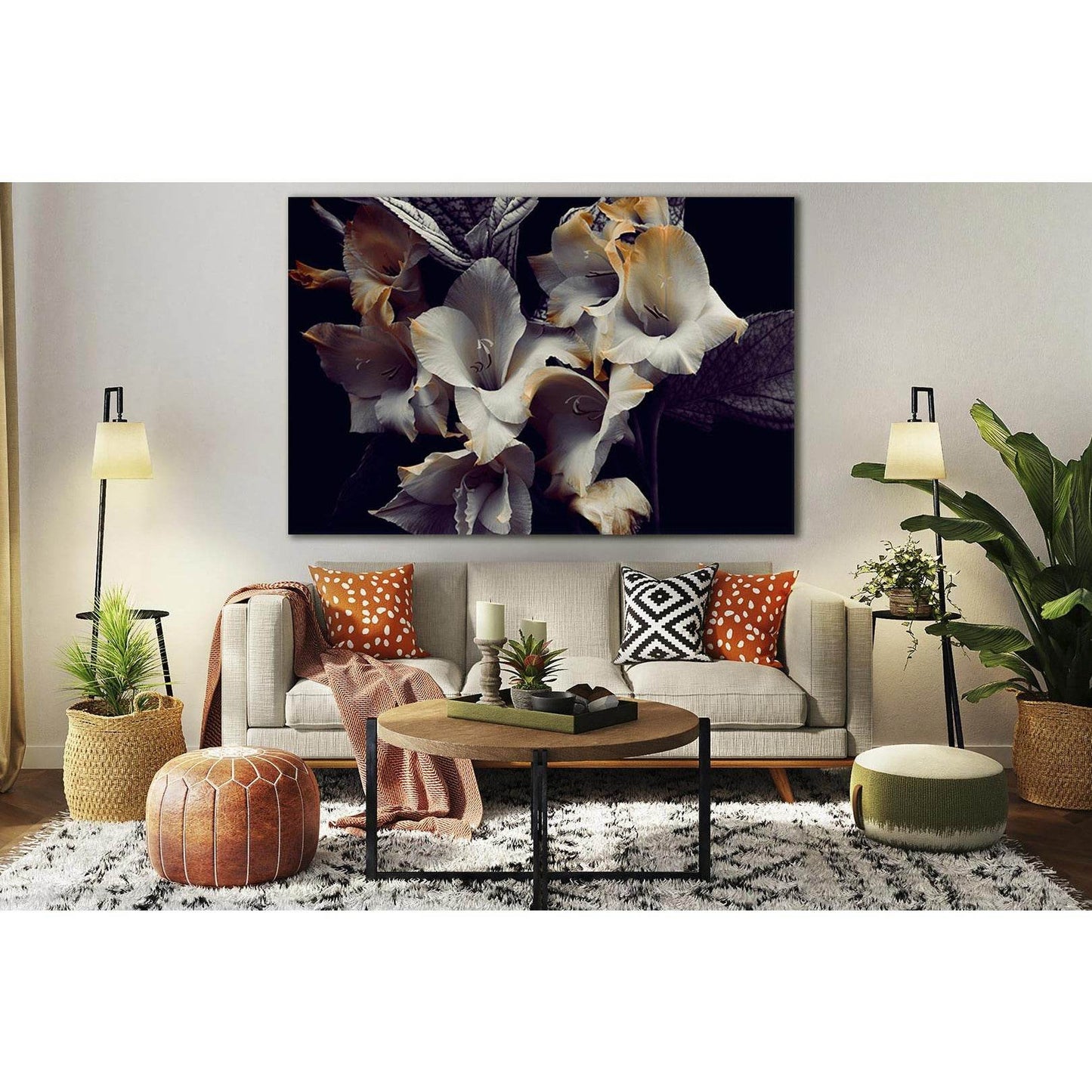 Gray And Yellow Flowers №SL708 Ready to Hang Canvas Print - Zellart Canvas Prints 0new, ALL_Products, Floral & Botanical Wall Art