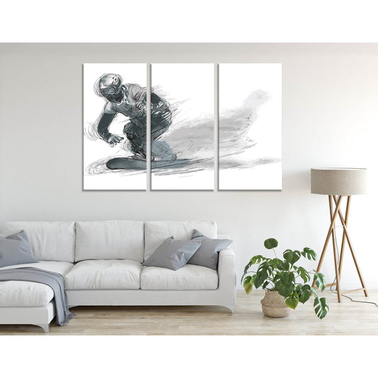 Gray Snowboarder №04436 Ready to Hang Canvas Print - Zellart Canvas Prints ALL_Products