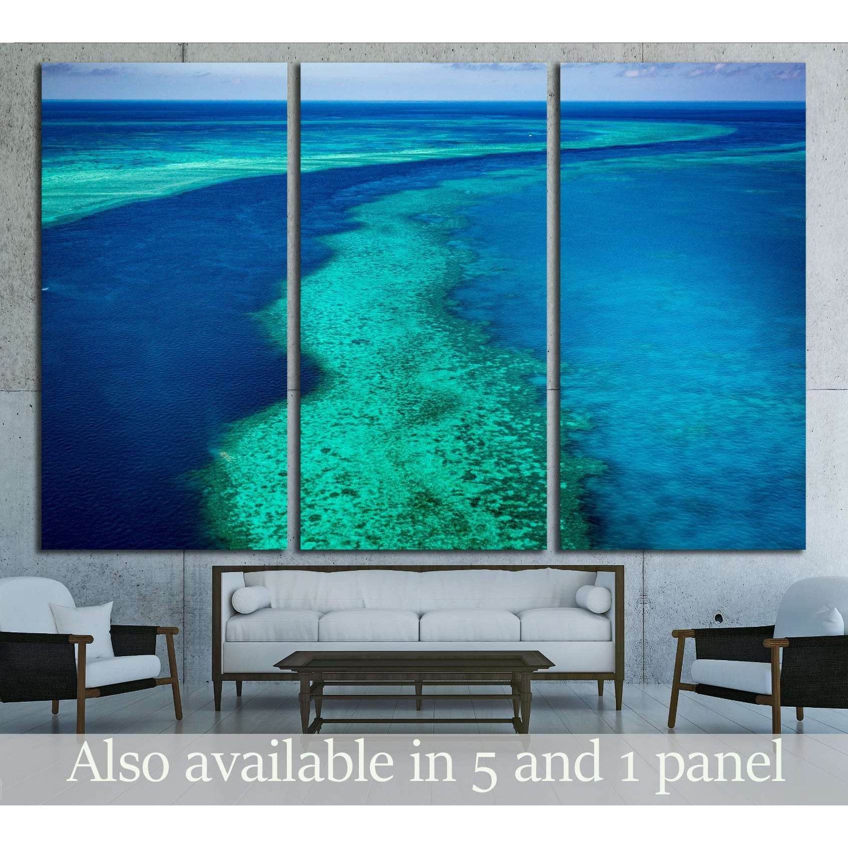 Great Barrier Reef, Queensland, Australia. Airlie beach scenic flight. Hardy Reef №3122 Ready to Hang Canvas Print - Zellart Canvas Prints ALL_Products, s-3122