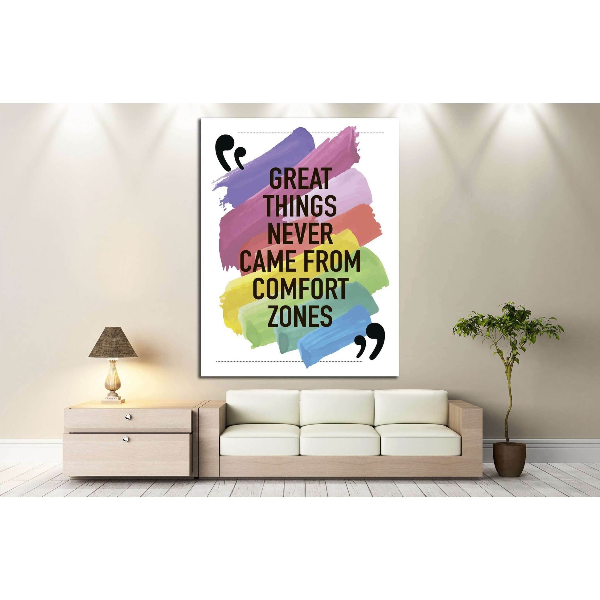 Great things never came from comfort zones Motivational quote №4600 Ready to Hang Canvas Print - Zellart Canvas Prints 000Negative, ALL_Products, Negative, s-4600