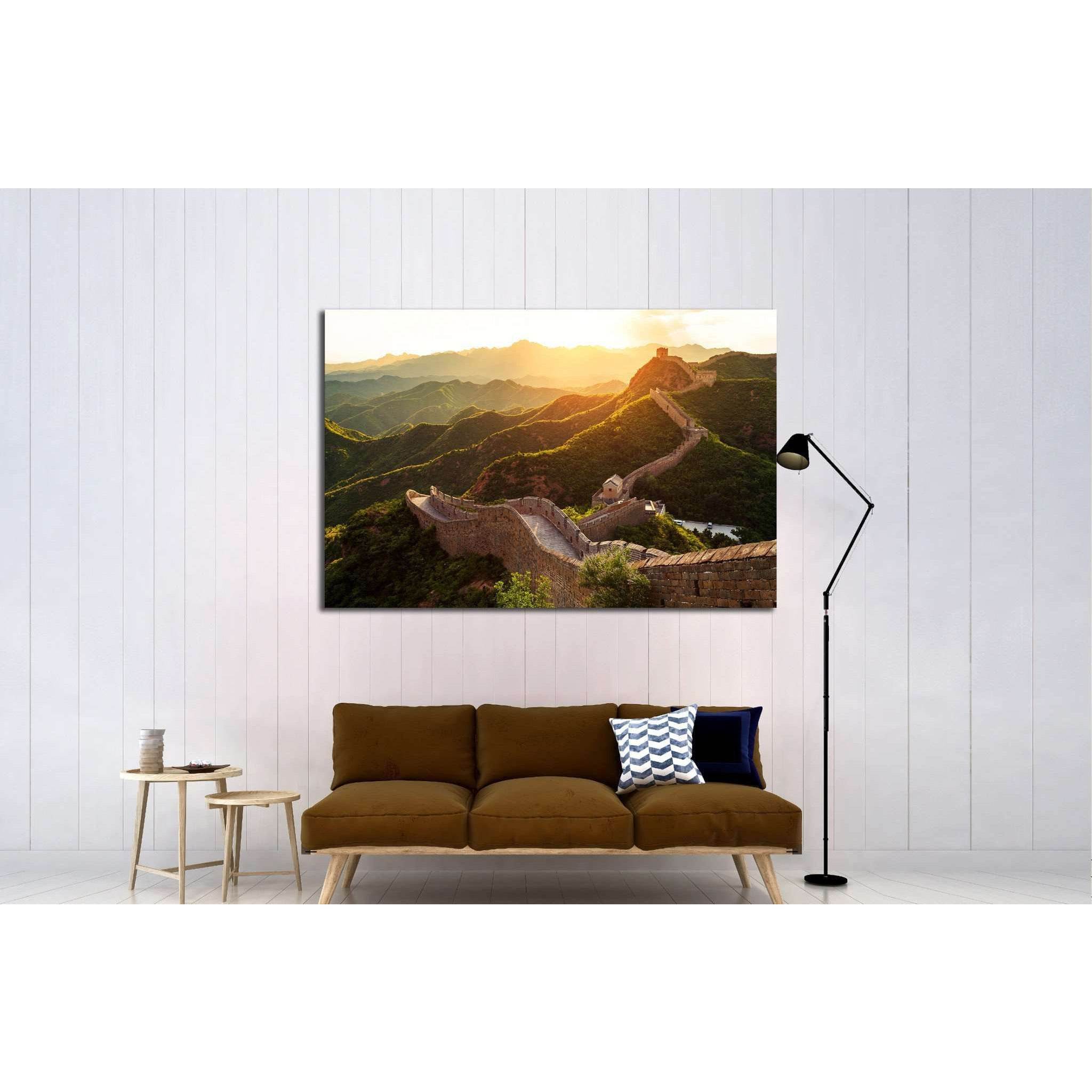 Great wall under sunshine during sunset №1901 Ready to Hang Canvas Print
