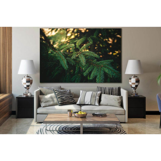 Green Branches Fir Tree №SL819 Ready to Hang Canvas Print - Zellart Canvas Prints 0new, ALL_Products, Trees Wall Art