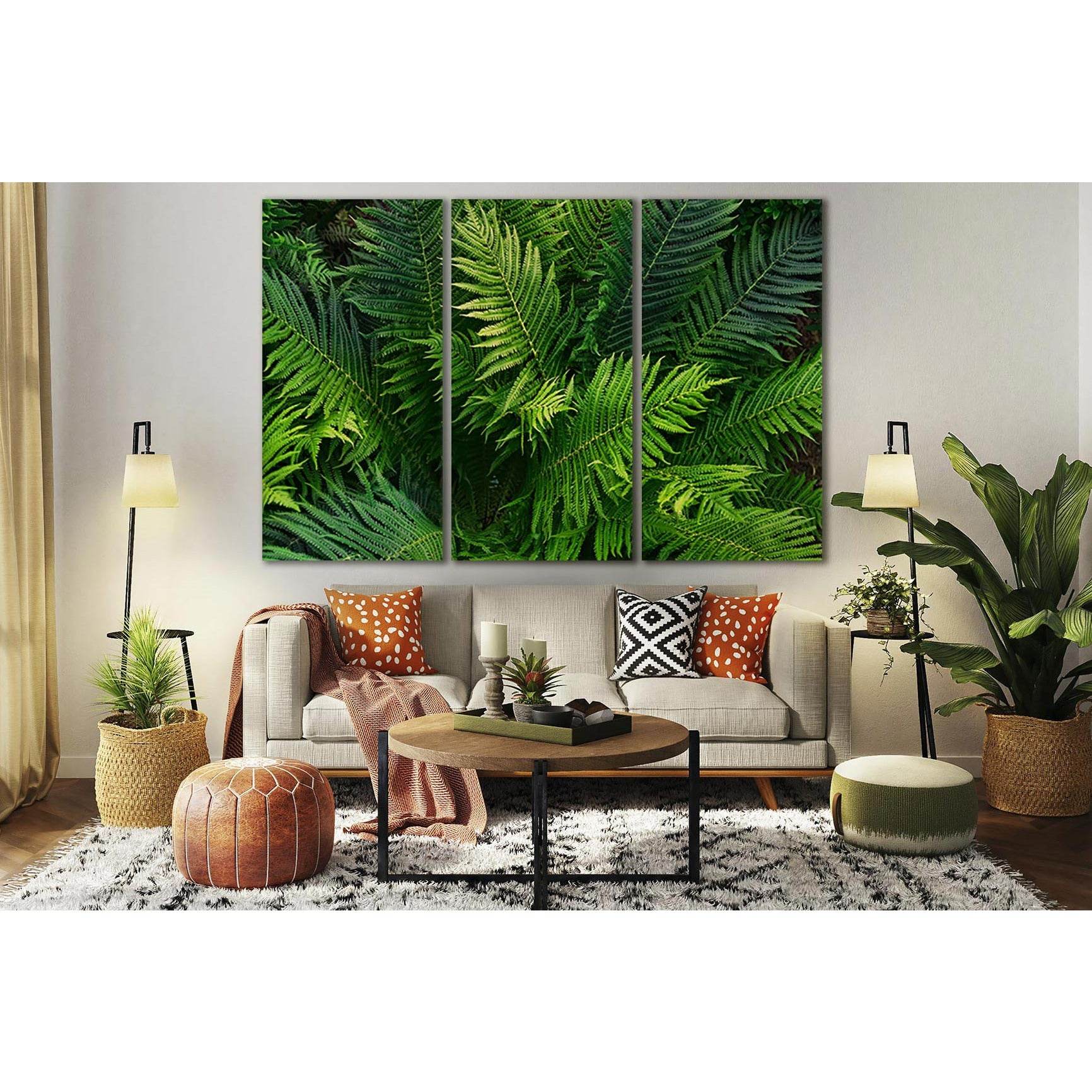 Green Fern Leaves №SL670 Ready to Hang Canvas Print - Zellart Canvas Prints 0new, ALL_Products, Floral & Botanical Wall Art